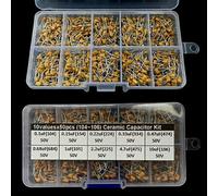 10 Value Ceramic Capacitor Assortment, 500pcs from 0 1uF to 10uF, 50V, Electronic Component Kit for DIY