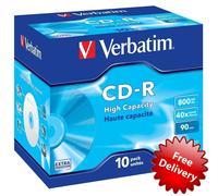 10 Verbatim CD-R 90Min Jewel Case: Standard (40x) 800 MB 43428 Music & Data