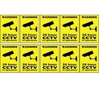 10 Warning CCTV camera stickers signs decals 50mm x 75mm