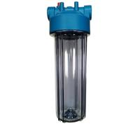 10" Water Filter Housing, 3/4" BSP Brass Ports with PRV, Standard size (Clear Bowl)