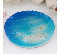 10" Water Ripple Surface Design Round Tray Plate Epoxy Mold Resin Casting Large Plate Silicone Mold, Style A
