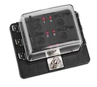 10 Way Blade Fuse Car Fuse Box Holder Block & Warning Indicator Light Kit for Car Boat Marine 12V Power Distribution Panel Board(6 way Fuse holder)