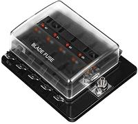 10 Way DC 12~32V Blade Fuse Box Holder Fuse Block with LED Warning Light Protection Cover for Automotive Car Boat Marine Trike with Detailed Instruction Manual