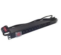 10 Way IEC C13 PDU 19 Inch Rack Mount PDU 3m Lead UK 13A 1U