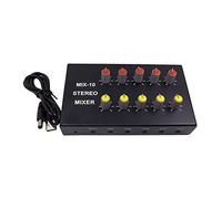 10-Way Stereo Mixer Board Headphone Amplifiers Sound Mixing Distributor 3.5MM Aux Mixing Amplifier