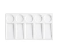 10-Well Ceramic Watercolor Palette, Round & Rectangle Eco-Friendly Paint Tray for Watercolor, Gouache, Acrylic, and Oil Painting