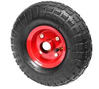 10" Wheel 4.10/3.50-4" Wheel Air Filled Pneumatic Wheel All Purpose Utility Tyres, Red Hub with 10" Inner Tube 1 inch Axle Bore Hole Heavy Duty Replacement for Sack Truck Cart Trolley and Hand Truck