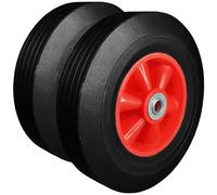 10" Wheel Heavy Duty Solid Rubber Tyre 255mm Puncture Proof Wheelbarrow Sack Truck Cart Wheel with 20mm Roller Bearings - 2 Wheels