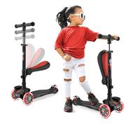 10 Wheeled Scooter for Kids - Stand & Cruise Child/Toddlers Toy Folding Kick Scooters w/Adjustable Height, Anti-Slip Deck, Flashing Wheel Lights, for Boys/Girls 2-12 Year Old - Hurtle