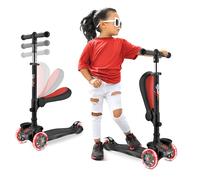 10 Wheeled Scooter for Kids - Stand & Cruise Child/Toddlers Toy Folding Kick Scooters w/Adjustable Height, Anti-Slip Deck, Flashing Wheel Lights, for Boys/Girls 2-12 Year Old - Hurtle