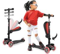 10 Wheeled Scooter for Kids - Stand & Cruise Child/Toddlers Toy Folding Kick Scooters w/Adjustable Height, Anti-Slip Deck, Flashing Wheel Lights, for Boys/Girls 2-12 Year Old - Hurtle