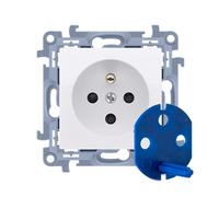 10 White Module 1x Power Outlet with Data, with Key, Screw Clamp