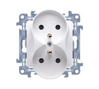 10 White Module Double Socket 2x U/ Universal with Screw