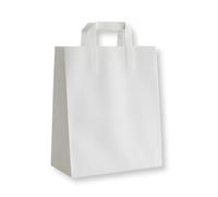 10 White SOS Paper Food Storage Bags with Flat External Handle - Premium Paper Carry Bags for Food Storage, Takeaway & Catering - Medium 8.5" x 10" x 4"