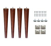 10’’ Wooden Round Cone Tapered Furniture Replacement Legs Walnut M8 Thread Level Mounting Plates Protective Felt Pads Set of 4 Legs for Sofa Cabinet Footstool Chair Bed Ottoman 25 CM