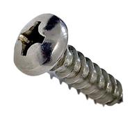 #10 x 1" Stainless Steel Pan Head Sheet Metal Screws, Full Thread, Phillips Drive, Bright Finish, Self-Tapping, Quantity 100 Pieces by Marine Bolt Supply
