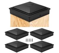 10 x 10 cm fence post caps, pack of 5 post caps, deck posts, plastic caps with free screws, plastic waterproof protect wooden posts, red proof and anti-cracking, black