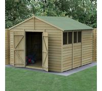 10 x 10 Forest 4Life Overlap Apex Wooden Shed with Double Doors With Installation