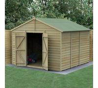 10 x 10 Forest 4Life Overlap Windowless Apex Wooden Shed with Double Doors With Installation