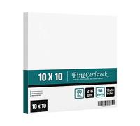 10" x 10" Square Cardstock | 80lb Cover White Thick Card Stock Paper - Smooth Finish | For Scrapbooking, Arts and Crafts, Wedding Invitations, Bussines Cards | 50 Cards Per Pack