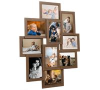 vidaXL Classic Collage Photo Frame for Ten 10x15 cm Pictures, Light Brown MDF Wall Decor, Easy Hanging, Modern Design, Protective Picture Frame