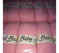 10 x 100g Woolcraft Babycare Baby Yarn, Wool, DK Double Knit (Candy Pink)