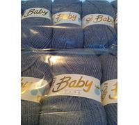 10 x 100g Woolcraft Babycare Baby Yarn, Wool, DK Double Knit (Denim)