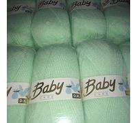 10 x 100g Woolcraft Babycare Baby Yarn, Wool, DK Double Knit (Mint)