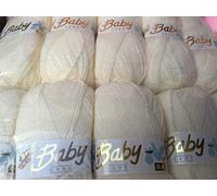10 x 100g Woolcraft Babycare Baby Yarn, Wool, DK Double Knit (Oyster Cream)