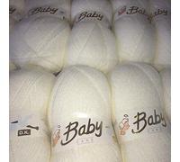 10 x 100g Woolcraft Babycare Baby Yarn, Wool, DK Double Knit (White)