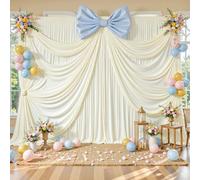 10 x 10ft Ivory Backdrop Curtains, Cream Wrinkle Free Draping Fabric Wedding Birthday Baby Bridal Shower Graduation Party Drapes for Backdrop Photography Photo Booth Background Decoration