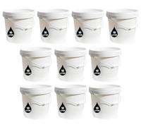 10 x 10L Plastic Bucket Pail + Handle & Lid - Heavy Duty ¦ Food Grade BPA Free ¦ Multi-use Fermentation Feed Dry Food Liquid Chemicals Hydroponics Storage Container WHITE