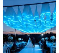 10 x 10m Luminous Ceiling Veil, Ceiling Drapes with Lights for Weddings, Tent Draping Photo Backgrounds Sheer Curtains Tulle Ceiling Drapery Decorations for Party Ceremony Stage Swag 40cmH-IceBlue