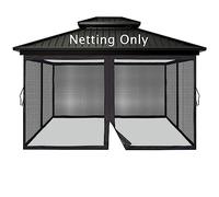 10 x 12 FT Gazebo Universal Replacement Mosquito Netting,Outdoor Canopy Net Screen 4-Panel Sidewall Curtains, with Zippers, Easy to Install, Fit for Most Gazebo 10x12 Canopy, Patio