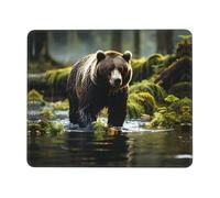 10 x 12 inch Brown Bear Pounce Print Square Mousepad - Non-Slip Rubber Base Mouse Pads, for Computers Laptop Office Desk Accessories