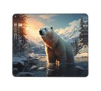 10 x 12 inch Polar Bear in Winter Print Square Mousepad - Non-Slip Rubber Base Mouse Pads, for Computers Laptop Office Desk Accessories
