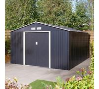 Rowlinson Trentvale 10x12 Metal Apex Shed Dark Grey, Grey