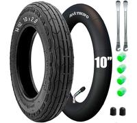 10 x 2.0 (54-152) Tyre with Profile A-3022 Including Hose with Stainless Steel Angle Valve 45° AV - 2 Mounting Levers Included, Compatible with Prams, Children's Bikes and E-Scooter
