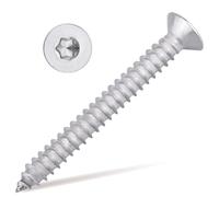 #10 x 2-1/4" Flat Head Torx Drive Self Tapping Screws, 304 Stainless Steel 18-8 Wood Screw Sheet Metal Screw, Star Drive, Full Thread Coverage, 50-Pack
