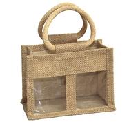 10 x 2 Jar Natural Jute Bags with Handles - Gift Bags for Jams, Chutneys, Pickles, Christmas bags for gifts