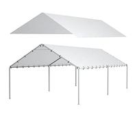 10 x 20 Ft Carport Replacement Canopy Cover Garage Top Tent Shelter Tarp with Free 48 Ball Bungee Cords,White(Only Cover, Frame Not Include)