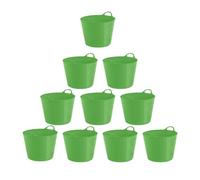 10 x 26L Litre Medium Flexi Tub Garden Home Flexible Colour Storage Container Bucket Polyethylene Flex Tub- MADE IN U.K (Lime Green)