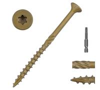 #10 x 3-1/2" Flat Head Outdoor Deck & Lag Screws - Epoxy-Coated Bronze, Rust Resistant - Torx T25 Star Drive (Includes Bit) - for Timber, Log, Landscaping Wood, 50-Pack