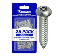 #10 x 3/4 Button Head Torx Security Sheet Metal Screws Stainless Steel Tamper Resistant, Qty 25 Number 10 Size x 3/4 Length by Fastenere