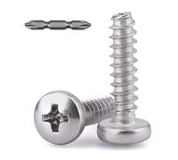 #10 x 3/4 Inch Flat End Phillips Pan Head Self-Tapping Screws, 304 Stainless Steel 18/8, 100 Pieces for Metal, Wood & Plastic Fastening