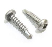 #10 x 3/4" Stainless Pan Head Square Drive Sheet Metal Self Tapping Drilling Screws, (100pc) 410 Stainless, Choose Size and Qty, by Bolt Dropper.