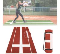 10' x 3' Softball Pitching Mat with Inlaid Rubber Mound, Baseball Softball Hitting Batting Mat, Baseball Hitting Mat for Softball & Baseball Pitchers, Indoor/Outdoor Practice(Red,304x91cm/120x3