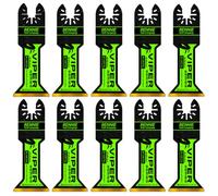 10 x 45mm Wide Bi-Metal Multi Tool Blade Extra Long Reach Titanium Coated | For Wood Nails Soft Metals. Compatible With Dremel Fein Multimaster Makita Dewalt Etc Oscillating Multitool Blade Cutter Saw