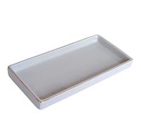 10 x 5 Ceramic Bathroom Tray for Countertop, Decorative Vanity Tray for Dresser Tops, Small Rectangular Trays for Perfume, Candle, Jewelry, Cosmetics (Gray)