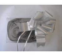10 x 50mm (2") Rapid Satin Pull Bows - SILVER for Gift Decorations, Flower Bouquets & Arrangements, Baskets, Wedding Cars, Floral Tributes, Arts & Crafts, Christmas Hampers